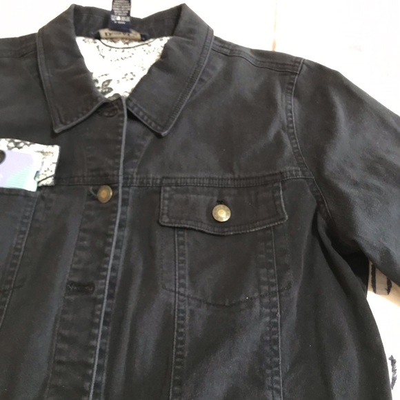 90s Vintage Black Denim Oversized Boyfriend Jacket Shacket - Picture 8 of 14